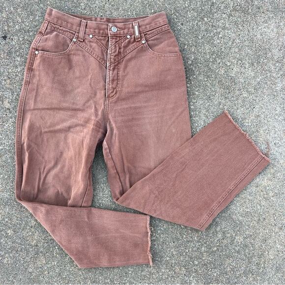Vintage Rockies High Rise Bareback V Yoke Terra Cotta Dusty Rose Wedgie Jeans 28 - Picture 1 of 5